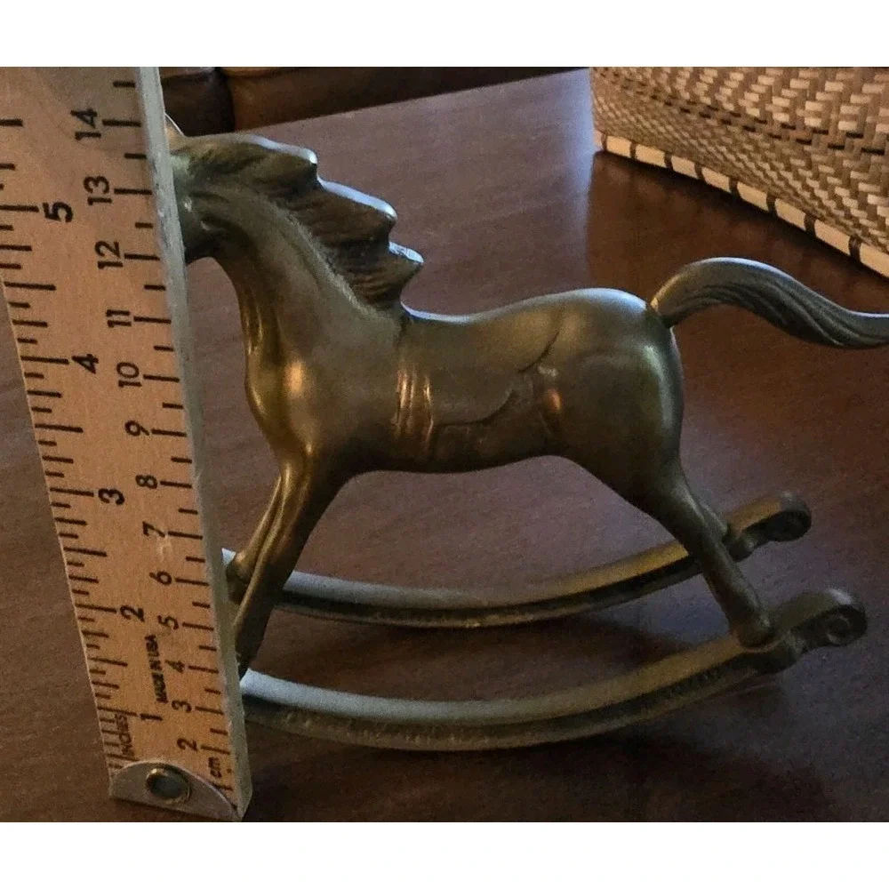 Vintage Solid Brass Rocking Horse Figurine Sweet Heirloom for Nursery or Shelf